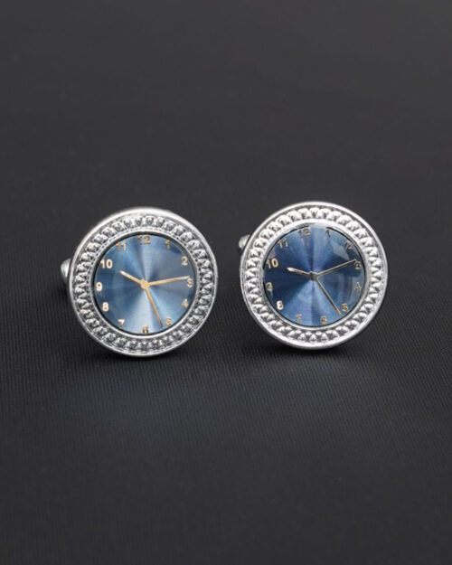 Blue and Silver O'clock Cufflinks