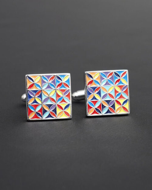 Satin Glass Multi Colored Cufflinks