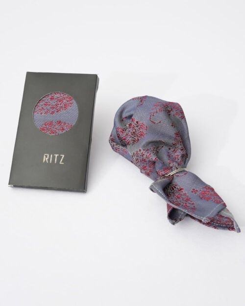 Peachy Gray and Maroon Paisley Pocket Square