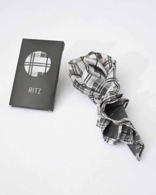 Steel and Gray Grid Patterned Pocket Square