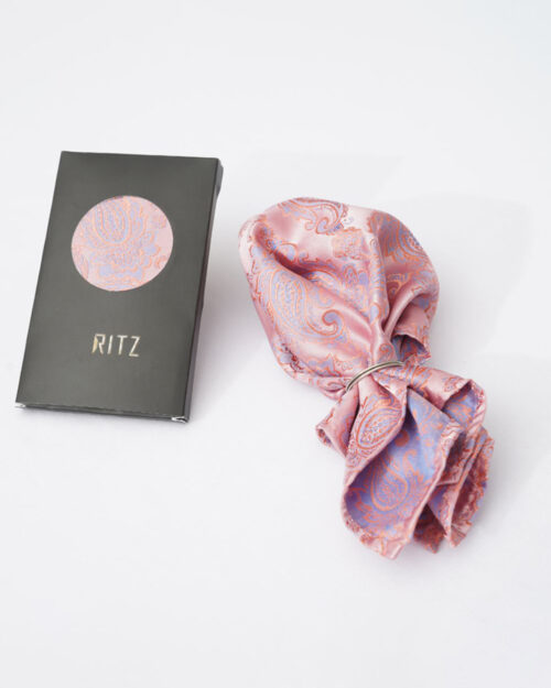 Peach base with Sky Paisley Pattern Pocket Square