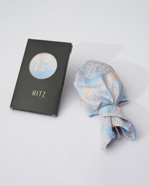 Sky base with Peach Leaf Motif Pocket Square