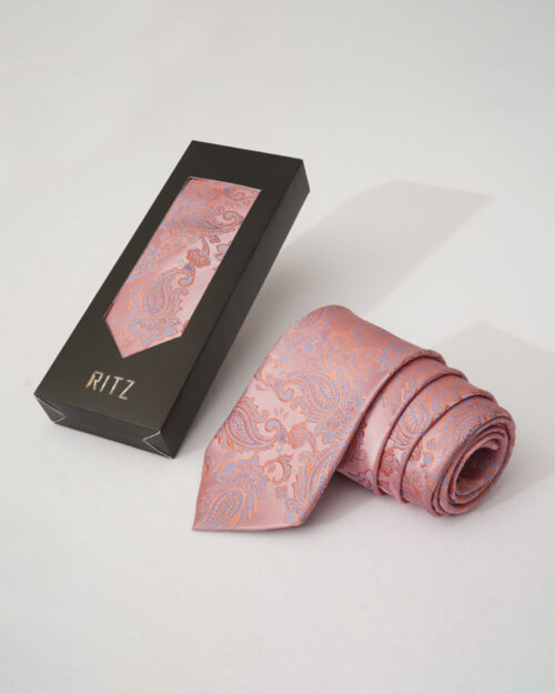 Peach base with Sky Paisley Pattern Neck Tie
