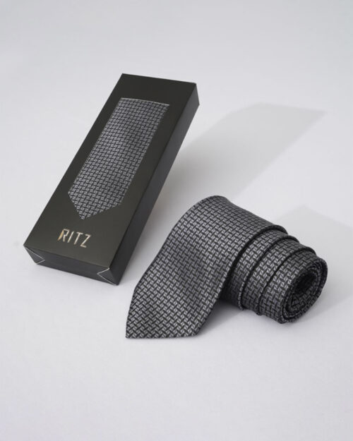 Diamond Patterned, Black and Gray Neck Tie