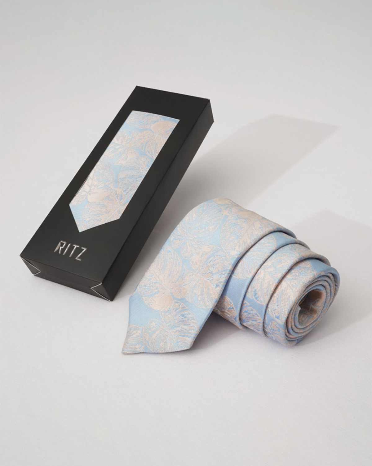 Sky base with Peach Leaf Motif Neck Tie