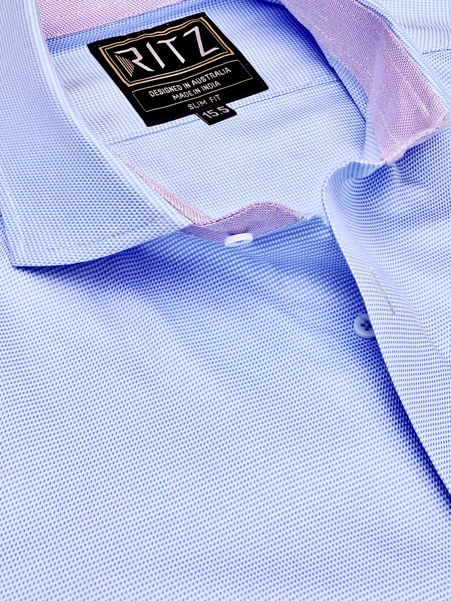 Non-Iron Pure Cotton Hound’s Tooth Sky Shirt