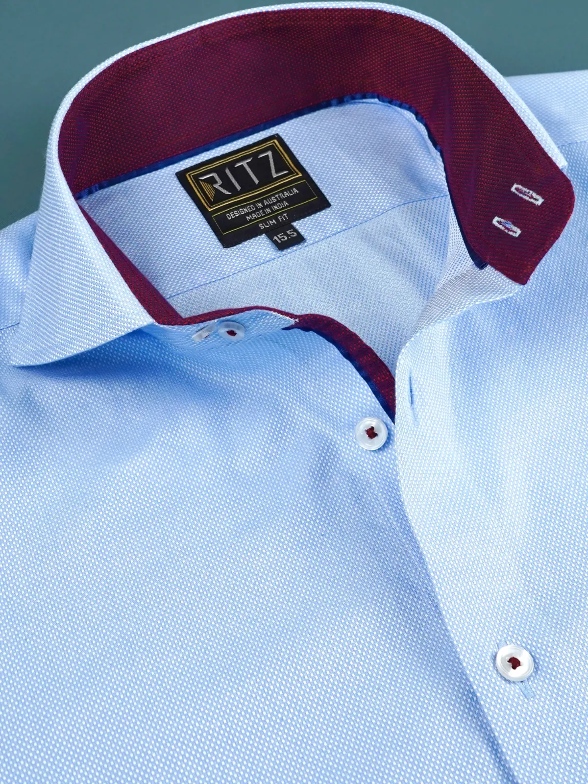 Pure Cotton Non Iron Frost Blue Shirt - Honeycomb weave