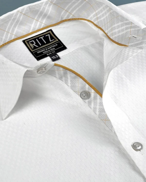 white and gold dress shirt men White Classico Signature Gold Tuxedo Shirt 16 / 36/37