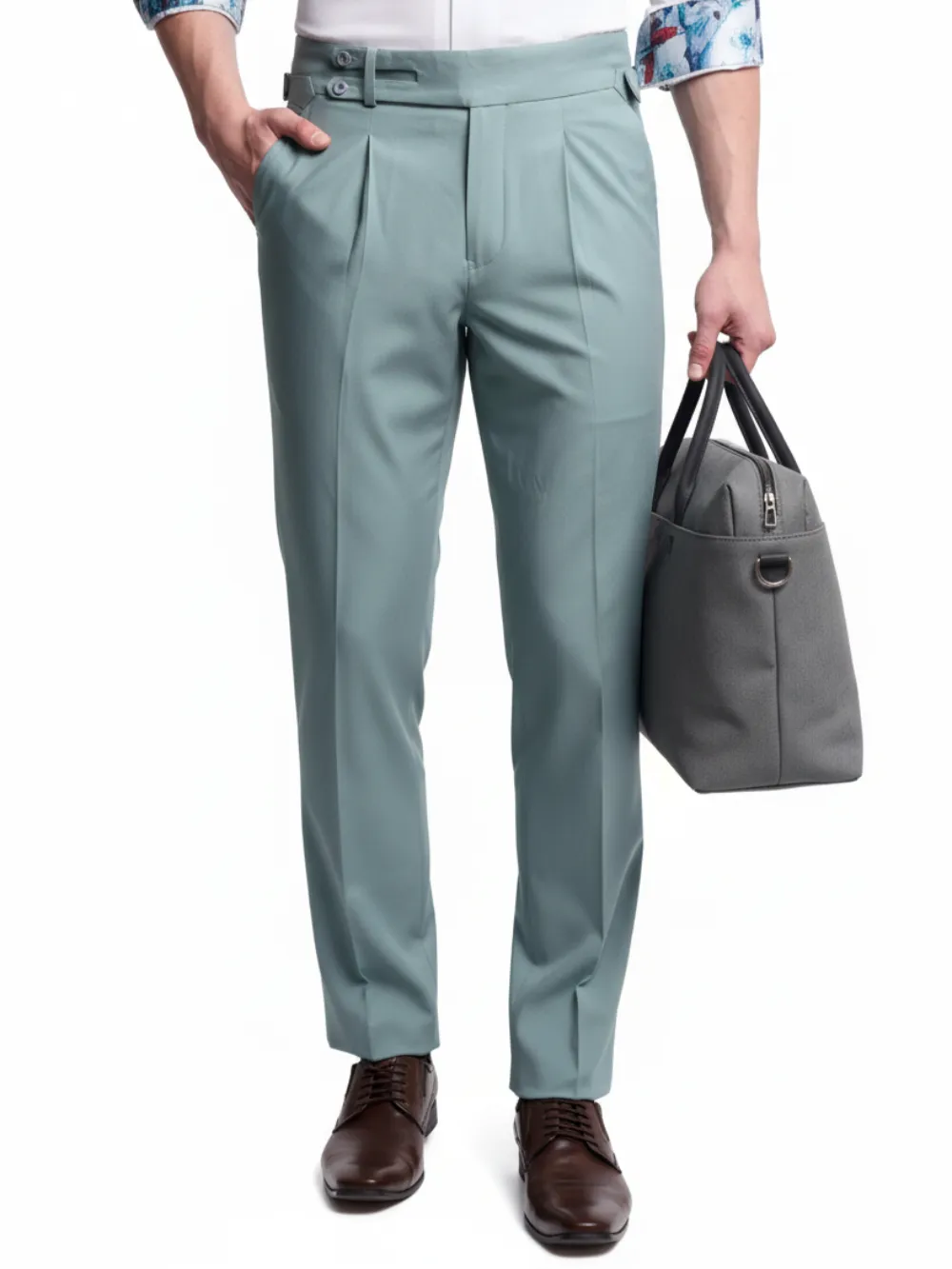 Mint Green Satin Finish Stylish Trousers - Plain Weave