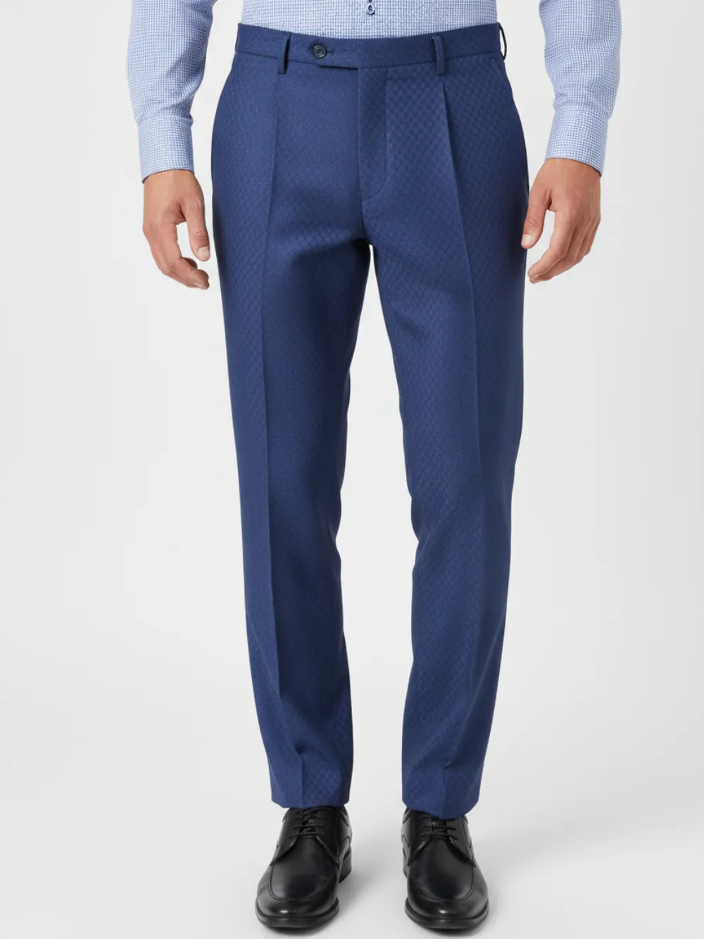 Blue Checked Trousers - Twill Weave