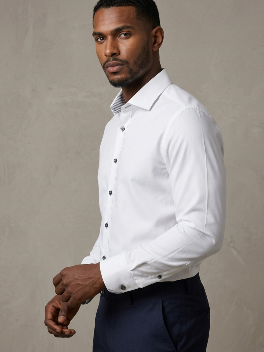 Non-Iron 100% Cotton White Shirt - Twill Weave - Image 6